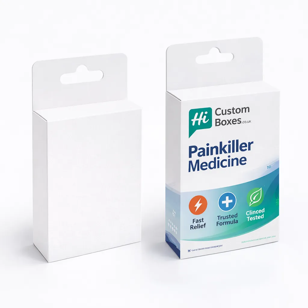 Two sliding drawer-style sleeve boxes, one plain white and one featuring teal wave patterns and branding. class=